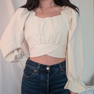 romantic korean bubble sleeve top